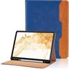 Oduio Custodia per Samsung Galaxy Tab S8 Plus 2022 / Tab S7 FE 2021 / Tab S7 Plus 2020 12.4" Pelle Tablet Case, Multi-Angli Supporto Pieghevole Cover Protettiva con Tasca, Auto Sveglia/Sonno - Blu