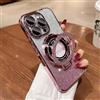 Generic Cavalletto compatibile con tutte le custodie per telefoni cellulari, trasparente, con glitter luccicanti, design con diamanti scintillanti, per donne e uomini (rosa)