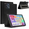 CONAPIKA Cover per KINGRID W90/KINGRID T90, Ultra Sottile Folio Magnetico Custodia protettiva in PU pelle Cover Multi-Angolo Regolabili Supporto Caso con Porta Penna e Cinturino da Polso,Nero