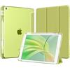 MoKo Cover per iPad 9a/8a/7a Generazione 10,2 Pollici con Portapenna | Custodia per iPad 10,2 2021/2020/2019, Trifold Sottile Leggera Cover con Retro PC Rigido Traslucido, Verde Felce Selvatica