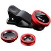Generic Accessorio universale per obiettivo fotocamera - 180° Fisheye + Macro & Grandangolo 3 in 1 Clip-On Lens per smartphone, copriobiettivo fotocamera adatto per iPhone e Android, rosso