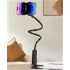 Generic Supporto da letto con clip per telefono cellulare, con impugnatura flessibile a collo di cigno lungo e morsetto per scrivania, compatibile con iPhone o altri dispositivi da 3,5-7 pollici (nero)