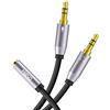 MillSO Adattatore per cuffie audio splitter 3,5 mm femmina a 2 maschio (cuffia e microfono) per PS4 Gaming Headphones, Tablet, Notebook o PC - Grigio