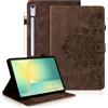Auslbin Custodia per Samsung Galaxy Tab S10 Lite/ S10 FE 10.9 2025/ S9 FE 10.9 Protettive Retrò Fiore Cover in Rilievo Design con Fibbia Magnetica Funzione Supporto Marrone