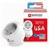 SKROSS | 1.500203-E | Europe to USA | Adattatore da Viaggio Internazionale - Entrata Presa Shuko o Europea, Uscita Spina USA - Tensione e Potenza 100V - 1500W / 250V - 3750W. Protezione Anti Scossa