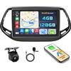 Ohradio Autoradio Android 15 10,1 per Jeep Compass 2017 Wireless CarPlay | 4+128G. Android Auto, BT, GPS, WiFi, FM/RDS, Retrocamera, MIC