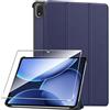 Rojeuinn Cover per Oneplus Pad 3 13.2 2025 custodie +1 Pezzi Vetro Temperato,Gomma Protezione Protettivo,Ultra Sottile Antiurto Anti-Graffio TPU Flessibile Case -Blu