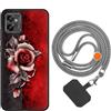 vingarshern Cover Compatible with Motorola Moto G32 Custodia in Silicone Sottile,Case Antiurto e Antigraffio con Motivo+1×Catena/Cordino per Cellulare,Rosa rossa