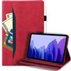 Generico DayQiQiPu Custodia per Lenovo Tab M10 Plus (3a Gen) TB-125F/TB-128F/TB-128XU 10,6 Pollici Caso Retrò in Pelle PU Flip Stand Cover Portafoglio Guscio dalla Texture Morbida e Auto Wake/Sleep,Rosso