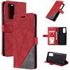 QiongniAN Cover per Oppo A54S,Custodia per Oppo A16,Custodia in Pelle Custodia per Oppo A54S CPH2273 / A16 CPH2269 CPH2275 / A16S CPH2271 Custodia Cover Case Red