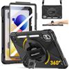 BRAECN Cover Compatibile con Xiaomi Redmi Pad 2 Pro/Xiaomi Poco M1-12.1 pollici 2025, Antiurto Robusto Custodia con Supporto Girevole a 360°, Cinghia a Mano e Tracolla, Nero
