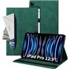 Auslbin Cover Compatibile con iPad Pro 12.9 6a/5a/4a Generazione Custodia di Tablet in Pelle PU in Stile Classico Anti-Fall Case di Scheda Protettiva con iPad Pro 12.9 2022/2021/2020 Verde