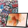 FTRONGRT Cover per Samsung Galaxy Tab S7 Fe Cover, Ultrasottile Custodia in Pelle PU, con Stand per Samsung Galaxy Tab S7 Fe -Graffiti