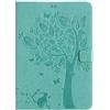 SATURCASE Custodia protettiva a portafoglio in pelle PU con motivo albero di gatto in rilievo, con chiusura magnetica, scomparti per carte di credito, per Samsung Galaxy Tab A 9.7 SM-T550 T555 (verde)