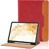 Oduio Custodia per Samsung Galaxy Tab S8 Plus 2022 / Tab S7 FE 2021 / Tab S7 Plus 2020 12.4" Pelle Tablet Case, Multi-Angli Supporto Pieghevole Cover Protettiva con Tasca, Auto Sveglia/Sonno - Rosso