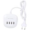 Fdit Stazione di ricarica USB Caricabatterie da parete USB a 4 porte multi alimentazione Hub caricatore USB 100-240 V per più dispositivi Presa multipla a ricarica rapida con spina e cavo (Unione Europea)