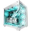 Mars Gaming MCV4, Torre Gaming Custom XXL E-ATX, Finestra Vetro Temperato Frontale e Laterale Senza Cornice, Struttura Modulare Doppia Camera, Bianco