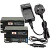 QIAO JIN LIN DSTE 2 x BP-970G batteria ricaricabile Li-ion + DC25U viaggio e Adattatore caricabatterie da auto per Canon BP-975, XLH1, XHG1, XHA1, XL2, XM2, XH G1S, XH A1S, XL H1S, XL H1A, XF305, XF300, XF105, XF100 Fotocamera digitale