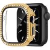 Generic Custodia protettiva per Apple Watch con pellicola protettiva per Apple Watch 38-49 mm, serie 1-11/SE/Ultra, con strass e strass, da donna, colore: oro, 49 mm