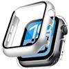 TAURI Cover per Apple Watch SE 3/2/1, Series 6/5/4 44mm,Clear+Argento | Con Pellicola Protettiva,Vetro Temperato Integrato, Custodia ad Alta Sensibilità Touch, Design in PC Rigido, 2 Pezzi