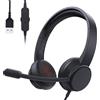 syndesmos Cuffie con Microfono per PC, Cuffie USB con Microfono a Cancellazione del Rumore, Cuffie PC per Ufficio, Computer, Portatile, Laptop, Macbook, Teams, Skype, Zoo, Cavo 1,8 m