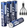 NTONPOWER Batterie al litio AAA 1,5 V 500 mWh, ricaricabili USB-C con cavo, confezione da 4, per torcia