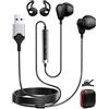 ACOCOBUY Cuffie USB PC Cablate Auricolari Cablati Tipo A con Microfono | Cavo 2,3 m PC Cuffie Stereo HiFi con funzione muta anti rumore in-ear Auricolari gamer per Dell/per hp Laptop Nero