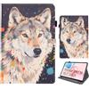 Bemoloon Tablet Cover in Pelle PU per Honor Pad 10 12.1 2025/Honor Tablet 10 HEY3-W00 - Colori Vibranti & Design alla Moda, Anti-Graffio, Sblocco/Standby Automatico, Lupo Colorato