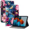 Mldjomid Custodia Protettiva per Samsung Galaxy Tab S8+ Plus 2022/S7 FE 2021/S7+ Plus 2020 12.4 Pollici Flip in Pelle PU Cover con Supporto e Slot per Scheda Tablet Case (Fiore Blu-oro)