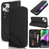 Lipvina Cover per iPhone 14/13 Cover Custodia con Pellicola a Libro Portafoglio in Pelle Cover Porta Carte Flip Case Protettiva Custodia per iPhone 14/13,Nero