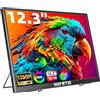 HGFRTEE Monitor Portatile 12.3 pollici, 1920 x 1280 FHD Schermo Portatile, 15:10, Antiriflesso IPS, sRGB 100%, 60Hz, Supporto/Due Altoparlante, USB-C, mini HDMI, VESA, Windows/MacOS（Non-Touch）