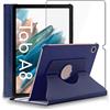 ebestStar - Cover per Samsung Galaxy Tab A8 10.5 (2021) SM-X200 X205, Custodia Protezione Rotazione 360, Pelle PU, Blu scuro + Vetro Temperato