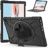 Gerutek Cover per Microsoft Surface Pro 7 Plus/Pro 7/Pro 6 12,3'', Nero | Surface Pro 5/Pro 4/Pro LTE Custodia Antiurto con [Supporto Girevole a 360° e Cinturino da polso] [Tastiera Installabile]