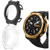 Blueshaweu Cover Compatibile per Amazfit T-Rex 3 Pro Smartwatch, Vetro Temperato Case Duro PC Protettivo Antiurto Custodia Compatibile con Amazfit Smartwatch T-Rex 3 Pro (Nero+Trasparente)