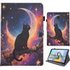 Bemoloon PU Tablet Cover per Samsung Galaxy Tab A 10.5 2018 T590/T595 - Colori Vibranti & Design alla Moda, Anti-Graffio, Sblocco/Standby Automatico, Gatto Chiaro di Luna