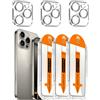 Generic Confezione da 3 pellicole proteggi schermo per iPhone 16 Pro Max [custodia per telefono], confezione da 3 pellicole protettive in vetro temperato per obiettivo della fotocamera Apple