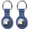 HAUXGOGO Custodia per Air Tag con portachiavi [2 pezzi], custodia protettiva per Ap-ple Air Tag Tracker Accessori per GPS Tracker, morbida slicone, ultra leggera, lavabile, antigraffio, Blu