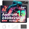 Blackview Tablet 11 Pollici Android 15 Gemini AI, 24 GB RAM + 256 GB ROM (2 TB TF) 8200 mAh/1920 * 1200 FHD IPS Widevide L1/Mode PC/Face ID/Octa-Core Tablet con Cover