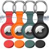 Joremx per AirTag Portachiavi, 4 Pack (Rosso+Arancione+Verde pallido+Nero) | Impermeabile IPX8, Silicone Porta per AirTag di 1ª e 2ª Gen, Segnale Inalterato, Attaccare a Chiavi/Valigie/Collari per Cani