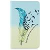 AIFILLE Portafoglio Custodia a Libro in Pelle PU Flip Ultrasottile Antiurto Protettiva Carta Credito Elegante Smart Cover per Tablet Samsung Galaxy Tab A 7 2016 T280/T285 Piuma Verde Giallo Disegni