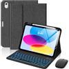 MoKo Custodia con Tastiera per iPad 11a Gen (A16) 11con Mouse, Denim Nero | per iPad 10a Generazione 10,9 2022,Tastiera Bluetooth Retroilluminata a 7 Colori, Portapenne Incorporato