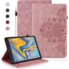 Auslbin Custodia per Samsung Galaxy Tab A 10.5 2018, Cover Protettive Retrò Tab SM-T590/T595 in Tinta Unita in Rilievo, Design con Fibbia Magnetica, Funzione Supporto, Rosa