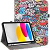 Vakarey Cover per Samsung Galaxy Tab S10 Fe con Portapenne Antiurto Custodia Tablet per Samsung Tab S10 Lite 5G,Graffiti