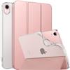 MoKo Cover per iPad mini 7a(A17 Pro)/6a 8,3 pollici 2024/2021, Oro Rosa | iPad Cover in TPU e Pelle PU Semi-Trasparente Sostegno Supporto Sottile con Morbido TPU Cover con Auto Svegliati/Sonno