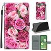 TOMYOU Cover per Google Pixel 7, foglie e rose | Antiurto Protettiva Portafoglio, Slot per Schede, Magnetica, Custodia in Pelle PU, Libro Flip,Funzione Stand