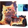 Auslbin Colorata PU Cover Samsung Galaxy Tab A6 2016 10.1 Pollici, Colorata e in Movimento, Bellissimo Motivo, Custodia per Tablet Flip Tab A6 2016/T580/T585 con Supporto, Gatto