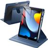 JETech Custodia Girevole per iPad 9ª/8ª/7ª Gen 10,2, Navy | Cover per 10,2 2021/2020/2019 Modello, Supporto Rotante 360°, Retro Trasparente, Porta Pencil, Protezione Completa