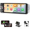 KUFUESGGERTA Autoradio Bluetooth 1 Din con Schermo da 6,28 Pollici, CarPlay/Android Auto | Telecamera Posteriore, GPS Navigazione GPS, FM, Comandi al Volante, Comandi Vocali, Radio Auto Un Din Car Stereo Touch Screen