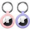 Inesore Case for Apple AirTag 1/2, Waterproof Holder 2 Pack | Carbon Fibre Look for AirTag Key Fob, Scratch-Resistant Mount for Pet Collars, Luggage Tags and Key Rings, Pink+Purple