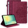Auslbin Custodia per Samsung Galaxy Tab S10 Lite/ S10 FE 10.9 2025/ S9 FE 10.9 Protettive Retrò Fiore Cover in Rilievo Design con Fibbia Magnetica Funzione Supporto Rosso